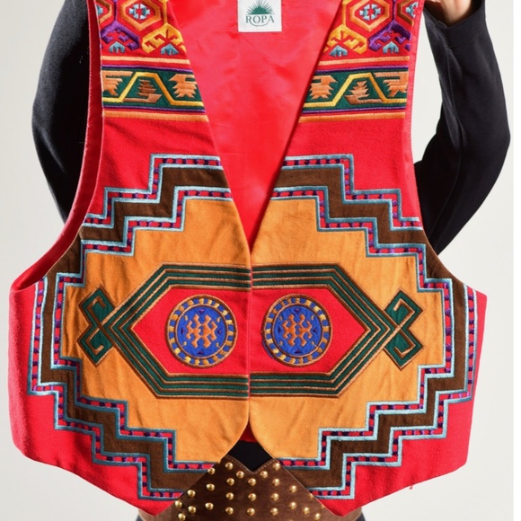 Hairston Roberson Ropa Southwest Vest. Vintage Boho - Picture 13 of 16